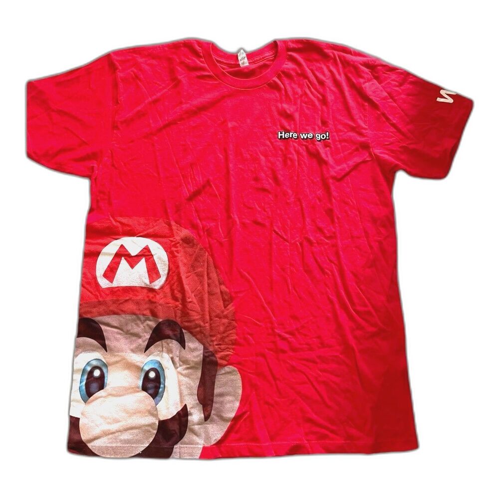 Alstyle Shirt Mens XL Red Nintendo Wii Promo Super Mario Bros Large Print Games